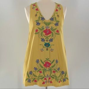 Umgee Floral Embroidered Yellow Dress